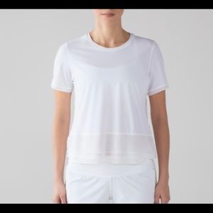 Lululemon white sheer panel athletic tee, large